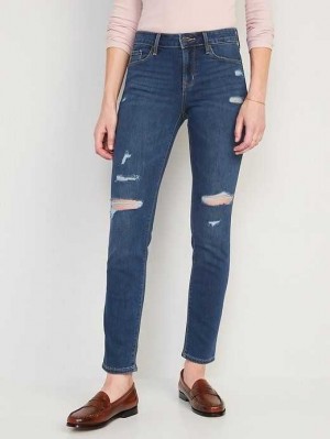 Jean Old Navy Power Slim Droit Ripped Jeans Femme Sycamore | 062-EPKNGV