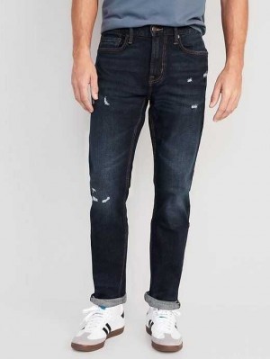 Jean Old Navy Relaxed Slim Taper Built-In Flex Rip & Repair Jeans Homme Lavage Foncé | 842-FTUNRZ