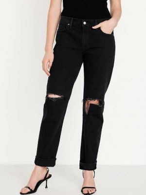Jean Old Navy Ripped Boyfriend Jeans Femme Noir | 718-DCLMVW