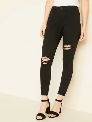 Jean Old Navy Rockstar Super-Mince Raw-Edge Ankle Jeans Femme Blackjack Ripped | 651-AYXVOW