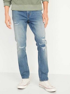 Jean Old Navy Slim Built-In-Flex Ripped Jeans Homme Lavage Clair | 870-QBTMNG