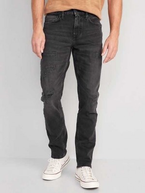 Jean Old Navy Slim Built-In Flex Ripped Black Jeans Homme Noir | 109-SKCQML