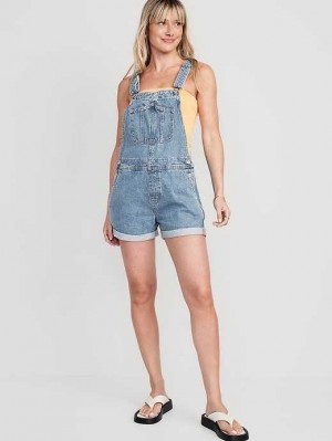 Jean Old Navy Slouchy Droit Non-Stretch Jean Corta Overalls Femme Lavage | 640-XATLCK