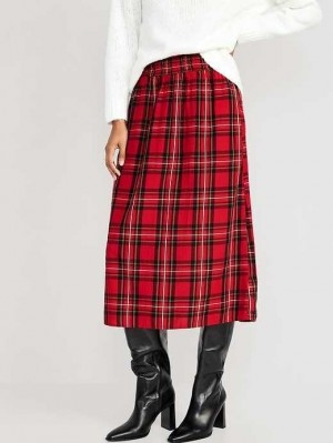 Jupes Old Navy High-Waisted Smocked Midi Skirt Femme Rouge | 639-LEGUVM