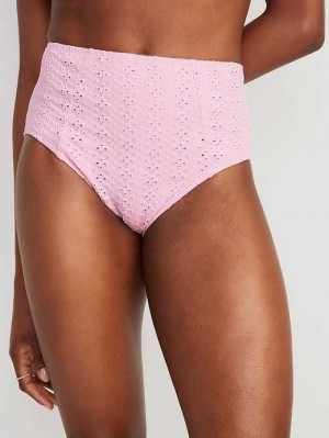 Maillots De Bain Old Navy High-Waisted Eyelet Bikini Swim Bottoms Femme Violette | 985-DCGXRA