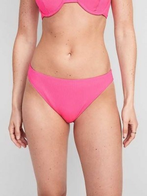 Maillots De Bain Old Navy High-Waisted French-Cut Nervuré Bikini Swim Bottoms Femme Neon Petunia | 235-VNJBAF