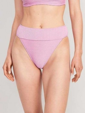 Maillots De Bain Old Navy High-Waisted Metallic Shine Bikini Swim Bottoms Femme Violette | 089-KYICQF
