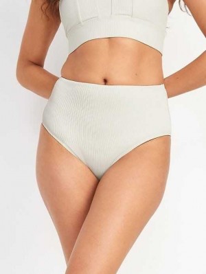 Maillots De Bain Old Navy High-Waisted Nervuré Bikini Swim Bottoms Femme Creme De La Creme | 675-IEWFQB
