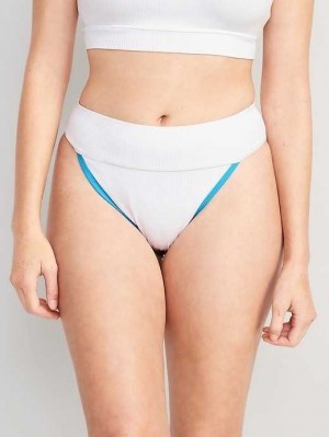 Maillots De Bain Old Navy High-Waisted Nervuré French-Cut Bikini Swim Bottoms Femme Blanche | 638-KQCNXZ