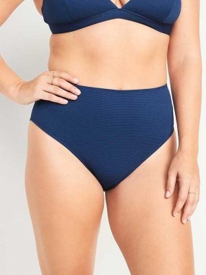 Maillots De Bain Old Navy High-Waisted Printed French-Cut Bikini Swim Bottoms Femme Bleu Marine | 918-CBMQLP
