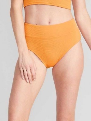 Maillots De Bain Old Navy High-Waisted Pucker Classiche Bikini Swim Bottoms Femme Wild Papaya | 950-ZXKBOH