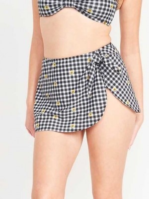 Maillots De Bain Old Navy High-Waisted Wrap-Front Sarong Swim Skirt Femme Noir Blanche | 529-JZCUMA