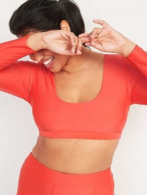 Maillots De Bain Old Navy Long-Sleeve Cropped Rashguard Swim Top Femme Corail | 834-NWHSEY