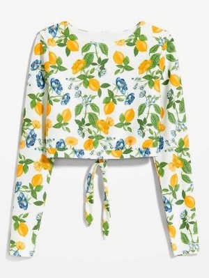 Maillots De Bain Old Navy Matching Cutout Rashguard Swim Top Femme Lemons | 164-LPBDUN