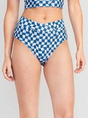 Maillots De Bain Old Navy Matching High-Waisted Cross-Front Bikini Swim Bottoms Femme Bleu Marine Bleu | 804-KREGOB