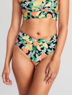 Maillots De Bain Old Navy Matching High-Waisted Cross-Front Bikini Swim Bottoms Femme Fresh-Squeezed Fun | 627-BWHYLM