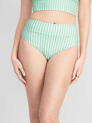 Maillots De Bain Old Navy Matching High-Waisted Printed Banded Bikini Swim Bottoms Femme Vert Stripes | 385-UMABTJ