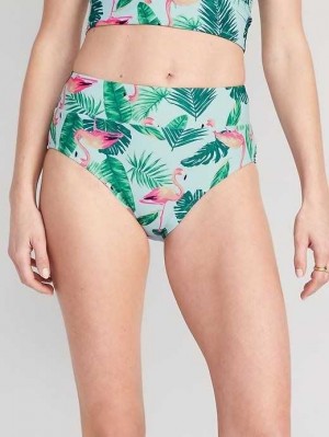 Maillots De Bain Old Navy Matching High-Waisted Printed Banded Bikini Swim Bottoms Femme Bleu | 296-TGMOKQ