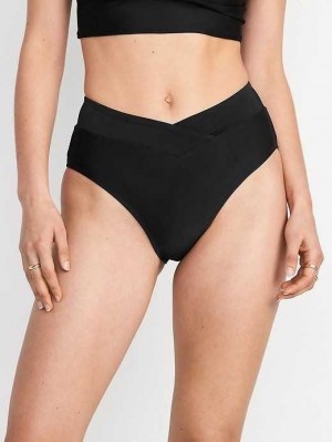 Maillots De Bain Old Navy Matching High-Waisted Cross-Front Bikini Swim Bottoms Femme Noir | 250-QDAPZM