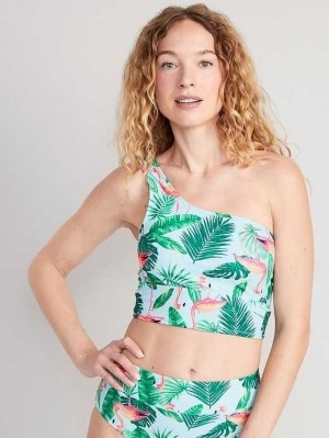 Maillots De Bain Old Navy Matching One-Shoulder Printed Longline Bikini Swim Top Femme Bleu | 253-KDQVZY