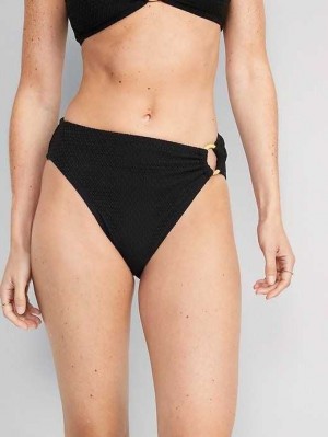 Maillots De Bain Old Navy O-Ring Crochet-Knit French-Cut Bikini Swim Bottoms Femme Noir | 439-EJNBRU