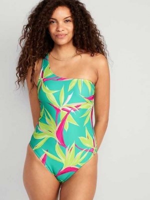 Maillots De Bain Old Navy Printed One-Shoulder Swimsuit Femme Tropic Days | 928-JEZRFL
