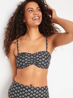 Maillots De Bain Old Navy Printed Ruffle-Trim Ruched Bikini Swim Top Femme Noir Fleur | 173-SVUQFT