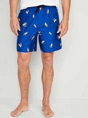 Maillots De Bain Old Navy Printed Swim Trunks Homme Bleu | 264-SNRKCT