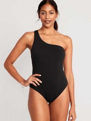 Maillots De Bain Old Navy Pucker One-Shoulder One-Piece Swimsuit Femme Noir | 176-NOYCZW