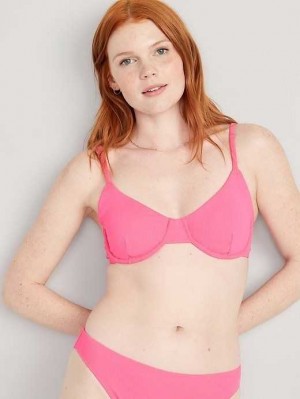 Maillots De Bain Old Navy Rib-Knit Underwire Bikini Swim Top Femme Neon Petunia | 837-GITXLQ