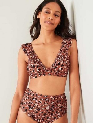 Maillots De Bain Old Navy Ruffled Bikini Swim Top Femme Warm Hickory | 146-SVXWQT