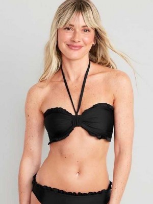 Maillots De Bain Old Navy Ruffled Convertible Bandeau Swim Top Femme Noir | 645-LUYGFE