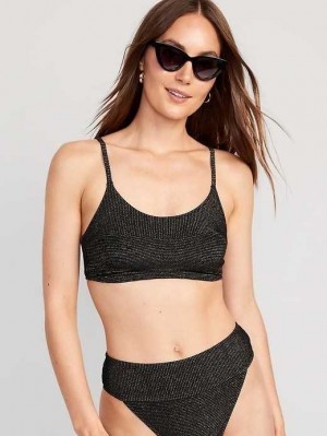 Maillots De Bain Old Navy Scoop-Neck Metallic Shine Bikini Swim Top Femme Noir | 609-EHIBTO