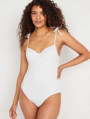 Maillots De Bain Old Navy Tie-Shoulder Pique Underwire One-Piece Swimsuit Femme Calla Lily | 256-YDPIMB