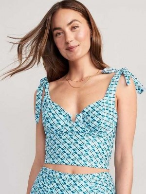 Maillots De Bain Old Navy Tie-Shoulder Underwire Tankini Swim Top Femme Bleu | 684-UCLGXA