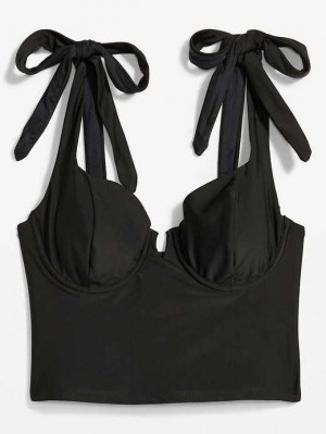 Maillots De Bain Old Navy Tie-Shoulder Underwire Tankini Swim Top Femme Noir | 527-WZLBQX