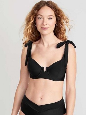 Maillots De Bain Old Navy Tie-Shoulder Underwire Bikini Swim Top Femme Noir | 162-SWTMNG