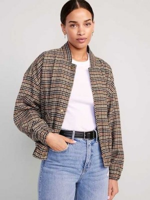 Manteaux Old Navy Bomber Jacket Femme Houndstooth | 147-TVYFCN