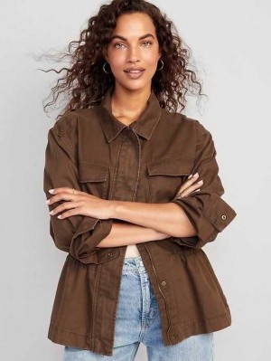Manteaux Old Navy Cinched-Taille Utility Jacket Femme Espresso | 458-DGUQLK