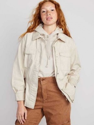 Manteaux Old Navy Cinched-Taille Utility Jacket Femme Cozy Cashmere | 390-ZDVNQF