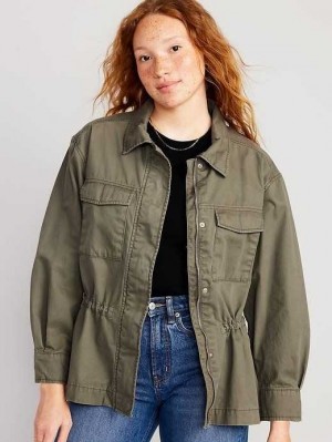 Manteaux Old Navy Cinched-Taille Utility Jacket Femme Grise | 920-ERCFTD