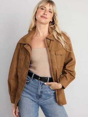 Manteaux Old Navy Cinched-Taille Utility Jacket Femme Falconry | 041-ZIESWR
