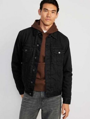 Manteaux Old Navy Cozy-Doublée Non-Stretch Black Jean Jacket Homme Noir Lavage | 637-ONJUAC
