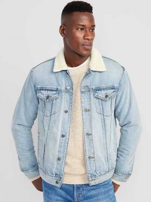 Manteaux Old Navy Sherpa-Doublée Non-Stretch Jean Jacket Homme Lavage | 632-HBKOLD