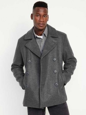 Manteaux Old Navy Soft-Brushed Double-Breasted Peacoat Homme Grise | 201-JOPSNR