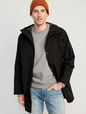 Manteaux Old Navy Tech Encapuchonné Shell Parka Homme Noir | 804-CFAZHT