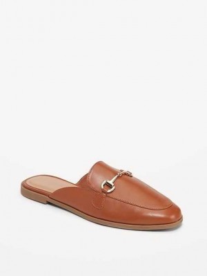 Mocassin Old Navy Faux-Cuir Loafer Mule Shoes Femme Marron | 567-MCIWSL