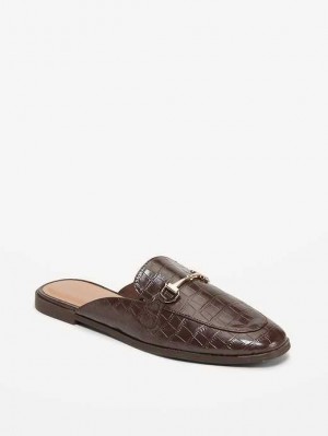 Mocassin Old Navy Faux-Cuir Loafer Mule Shoes Femme Chocolat | 930-QXWMJU