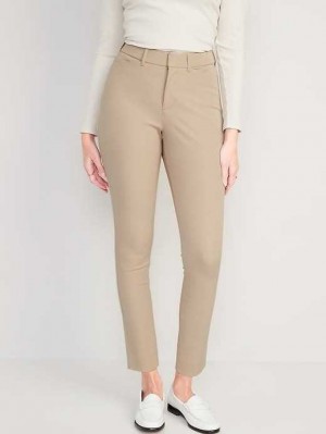 Pantalon Old Navy Curvy High-Waisted Pixie Mince Ankle Pants Femme Beige | 823-AFVGNP