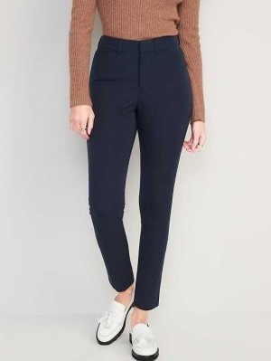 Pantalon Old Navy Curvy High-Waisted Pixie Mince Ankle Pants Femme Bleu Marine | 172-ANUHSJ